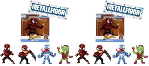 Jada Toys Marvel Spider-Man Figur (1 Stück) - 1 von 4 Sammelfiguren aus Metall (Spider-Man, Venom, Green Goblin oder Toxin) für Fans und Sammler ab 8 Jahre, Welle 3, Auswahl per Zufallslos, 6,5cm