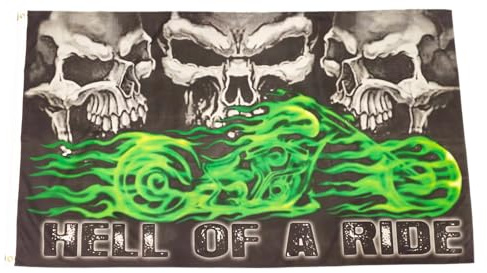 Fahne Flagge Hell of a Ride - Totenkopf - Biker - 90 x 150 cm