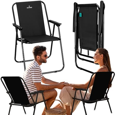 Outtec Strandstuhl Campingstuhl Klappbar Leicht | Gartenstuhl, Sonnenliege, Relaxsessel für Garten, Strand und Camping, Faltbar, Oxford 600D, Stahl, Komfortabel
