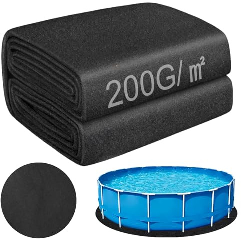 FUDUOXIAO Poolunterlage Rund 400 cm, Pool Unterlage Outdoor Verdickt 200g/M ² Filzgewebe Rutschfestigkeit Bodenschutzmatte Pool Schwimmbecken Unterlage