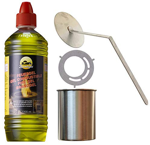 Moritz Starter Set 2 x 1000 ml Brenngel + 2X Edelstahldose 500 ml + 1x Flammenkiller + 2X Sparplatte für Brenner Kamin Ofen Sicherheitsbrenner Brennpaste