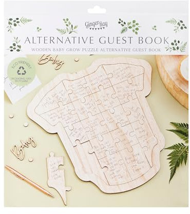 Ginger Ray Botanical Shower Alternative Gästebuch Baby Body Holz