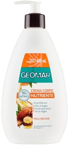 GEOMAR | Nährende Körpercreme, Angereichert mit Arganöl, Hyaluronsäure, Algen-Tris, 95% Natürlichen Ursprungs, Made in Italy, 400 ml