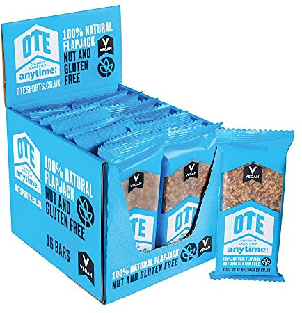 OTE Anytime Bars - Vegan Energy Bars for Cycling - Cycling Nutrition Bars - Nut Free Snacks for Running - Vegan Flapjack Bars - Box of 16 x 62g (Coconut Chocolate Chip)