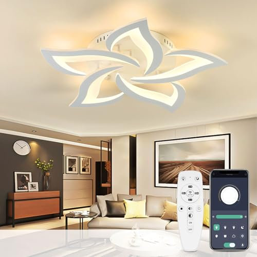 Plafoniera Led soffitto stile Moderno, Dimmerabile Lampadario Camera da letto con Telecomando, 40 W (68 * 8cm)