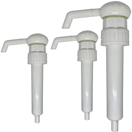 IBEX MART Pack of 3 38MM Pump Dispensers to Suit 5 Liter Containers Dispenser Suitable for Handwasher, Ketchup Bottles15ML Dose - White