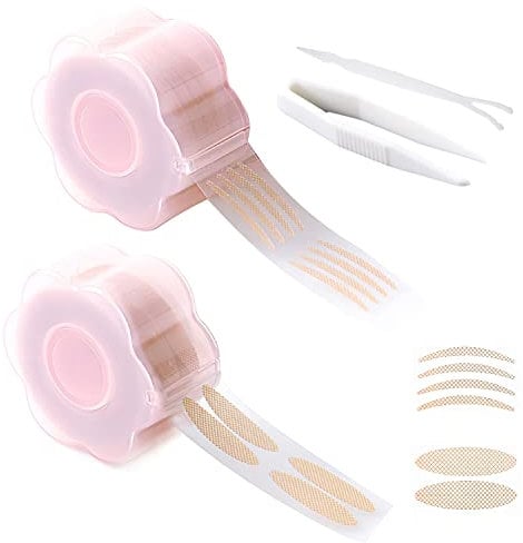 1200 Stück Schlupflid Tapes, Augenlid Stripes Unsichtbare Doppelte Schlupflider Tape Augenlid Lifting ohne OP, Wasserdicht Eyelid Klebeband Augenlid Aufkleber Band mit Gabelstangen Pinzette, Hautfarbe