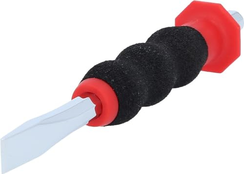 KS Tools 156.0251 Flat Chisel with Hand Guard Grip, Octagonal 10 mm, Multi-Coloured