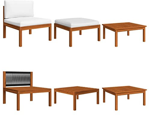 vidaXL 3-tlg. Garten-Lounge-Set mit Auflagen Akazie Massivholz