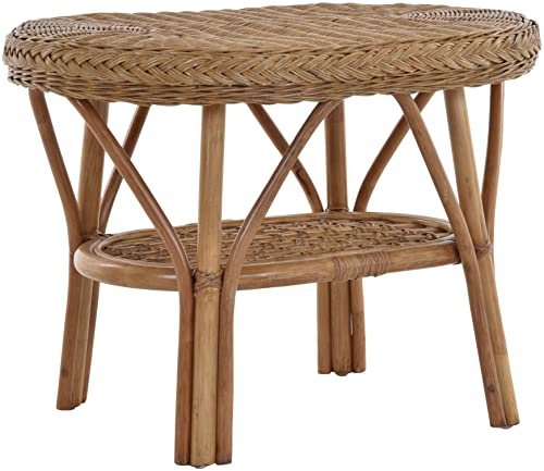 Korb-Outlet Rattan-Tisch/Ovaler Beistelltisch/Couchtisch Rattantisch Ablage (Oval - Honig Dunkel)