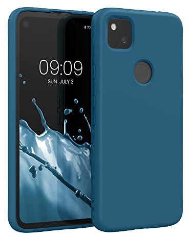 kwmobile Custodia Compatibile con Google Pixel 4a Cover - Back Case per Smartphone in Silicone TPU - Protezione Gommata - petrolio