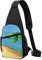 Sling Rucksack Anime Sea Turtle Sling Bag Crossbody Schultertasche Reise Wandern Brusttasche Daypack, Schwarz , Einheitsgröße,