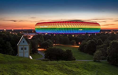 LHJOYSP lernspielzeug 3D Puzzle 1000 Teile City Sky Sunset Evening Allianz Arena Bayern Arena München, Deutschland 75x50cm