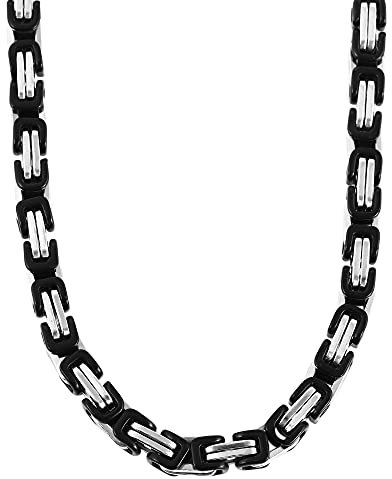 Akzent Herren-Königskette Antanas Edelstahl 50 bis 80 cm lang silberfarbig schwarz 6 mm 5000143 (Länge: 70 cm)