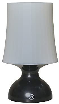 MiniSun | Wireless Portable LED Black Touch Table Lamp a White Ribbed Tapered Shade | Table Lamps, Home Décor & Improvement Essential | Battery Operated