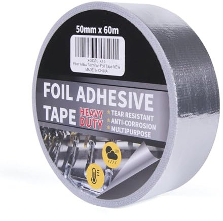 TAPEBEAR Aluminiumband Klebeband Verstärkt Mit Einem Glasgittergewebe Alu Klebeband Metallklebeband Aluband, Hitzebeständiges 80° C ~ 100° C 2inch X 65yard