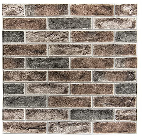 Art3d 20-Pack 105 Sq.Ft Faux Brick 3D Wall Panels Peel and Stick in Grey Brown, Self Adhesive Waterproof Foam Wallpaper for Bedroom, Bathroom, Kitchen