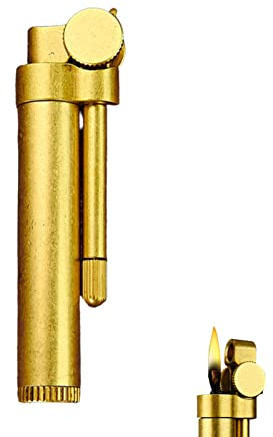 Brass Vintage Flint Kerosene Lighter Retro Metal Gasoline Wheel Cigarette Lighters Portable Smoke Gadget for Men Dad Husband, Gold