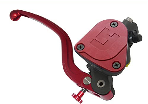 Pompa Freno Forgiata 16X18 Con Vaschetta Integrata,Leva Fissa Lunga Rosso (Pomello+Leva) per Ducati Scrambler Icon dal 2015 al 2022, CC 800