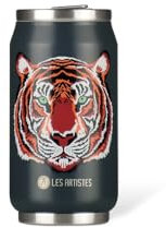 LES ARTISTES Paris A-4265, Canette isotherme, Thermos 280 ml, Gourde isotherme sans BPA, Réutilisable, Bec verseur rabattable avec paille, Acier Inoxydable, Design Tiger