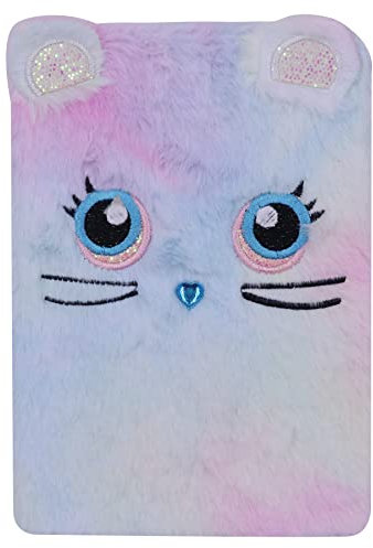 ZGMYC Kids Cute Cat Diary Journal Fuzzy Plush Notebook Writing Planner for School Office Supplies, 160 Pages