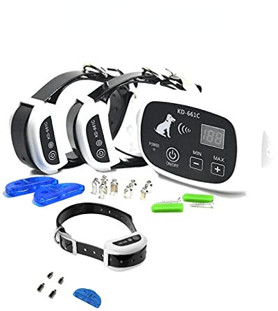 QXbecky Système de clôture de Chien à Distance sans Fil étanche 1/2/3 Animaux de Compagnie 0-100 Niveau Dispositif de clôture électronique Collier de Dressage de Chien Choc électrique 661Cfor3dogs