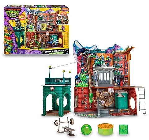 Giochi Preziosi Turtles Mutant Mayhem - Il Playset del Quartier Generale delle Tartarughe Ninja Altamente Dettagliato E Ricco di Accessori, per Bambini A Partire dai 4 Anni, Tu80200