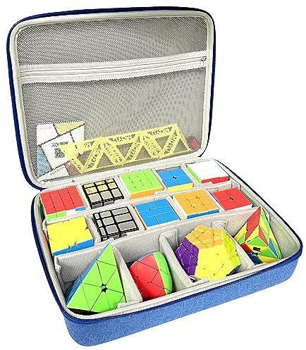 LeoTube Speed Cube Hard EVA Case Bag Compatible with Shashibo/for Rubik’s/for Jurnwey/for Roxenda Brain Teaser Fidget Toy. Storage Travel Holder for Cube Puzzle Travel Game (Case Only) (Blue)
