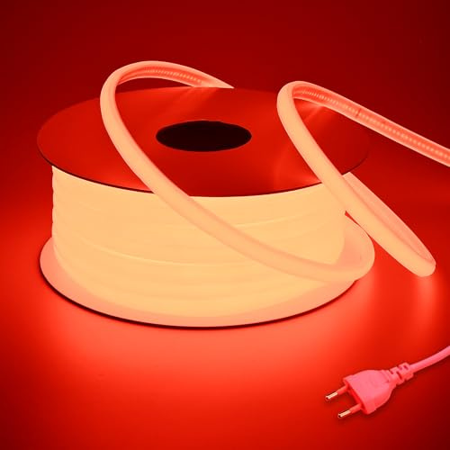 BENLUN AC 230V COB LED Streifen Aussenbereich Wasserdicht 20m 200W | Rot LED Strip Outdoor CRI 90+ 220V Direktanschluss für Zimmer und Außen Dekoration Beleuchtung Gaming