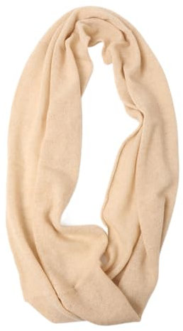 Prettystern XL 100% Kaschmir-Wolle winter Loop Schal Cashmere feinstrick Kaschmir-Schal einfarbig Damen Herren Schlauch-Schal beige