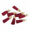 SHTGOI 20 Stück Leder Quaste 3CM Klein Wildleder Quaste mit mit Goldener Kappe Kunstleder Schlüsselanhänger Taschenanhänger Troddel Anhänger für DIY Tasche Schmuck Basteln Charm Zubehör Pink