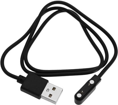 ECSiNG Câble de charge USB vers 2 broches magnétique pour montre intelligente, lunettes intelligentes, traqueur de fitness, distance entre les broches du câble : 7,62 mm, longueur : 60 cm, noir