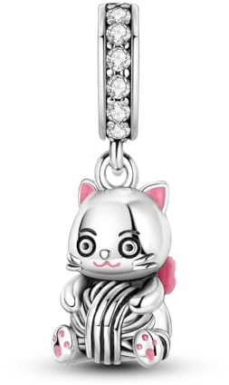 NARMO 925 Sterling Silber Charm Nette Katze Jonglieren Ball Charm für DIY Armbänder Silber Schmuck Charms Bead für Frauen Mädchen