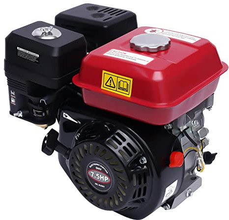 Begoniape Benzinmotor 7.5 PS 4 KW 4-Takt Einzylinder Motor mit 20 Ø mm Welle, 208CCM, 220V Rot Schwarz Standmotor Antriebsmotor Luftgekühlt Starke Kraft Großes Fassungsvermögen des Kraftstofftanks