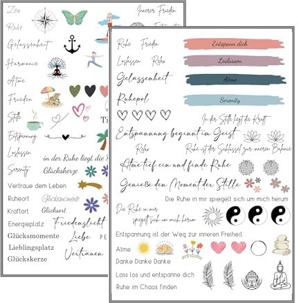 MilaBoo® Kerzentattoos Entspannung I DIY Aufkleber für besondere Anlässe, einfache Anwendung, vielseitig einsetzbar (Entspannung)