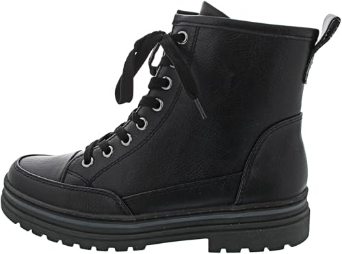 MARCO TOZZI Damen Stiefeletten zum Schnüren Flach mit Reißverschluss, Schwarz (Black), 36 EU
