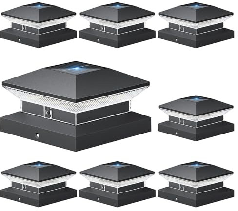 LETMY Solar Post Cap Lights Outdoor, 8 Pack 40 LEDs 30 Lumens Fence Post Solar Lights Outdoor with 3 Modes, Waterproof Solar Post Lights for 4x4, 5x5 or 6x6 Vinyl Wooden Posts