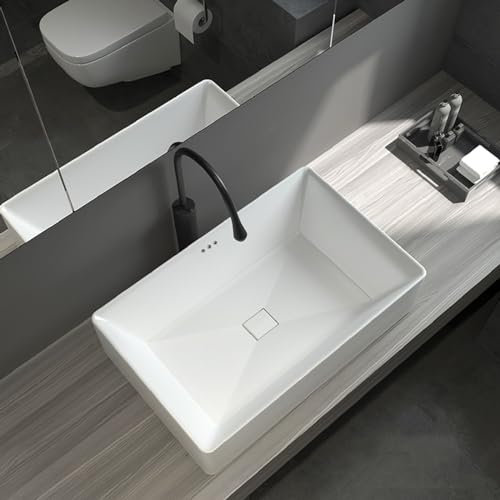 Waschbecken im Badezimmer, modernes Keramikwaschbecken, rechteckiges Waschbecken, vertieft und vergrößert über der Theke, Kunstbecken, Badezimmerdekoration, Wohnung, Zuhause, Balkon, Hotel ( Farbe : W
