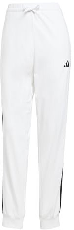 adidas Donna Essentials 3-Stripes Jogger Pants, White/Black, S