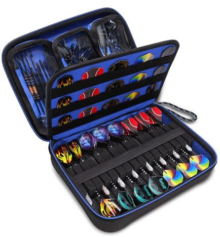 USA Gear XL Dart-Etui mit Halbharter Schale – Dart-Etui-Set für Dartpfeile (15), Dartspitzen, Dartpfeile, Dart-Flights und mehr Dart-Zubehör – Kompatibel mit Metall- und Soft-Dart-Spitzen (Blau)