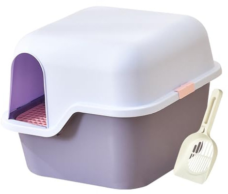 BPS Aseo Cerrado para Gato Arenero Cubierto con Pala Sanitaria Bandeja Arena para Mascotas Gatos 2 Colores 50 x 51 x 39 cm (5566 Morado) BPS-5566MO