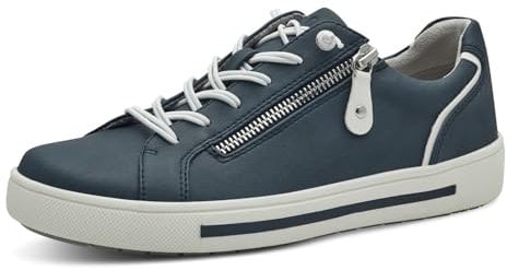 Jana Damen Sneaker flach mit Reißverschluss Vegan, Blau (Navy), 39 EU