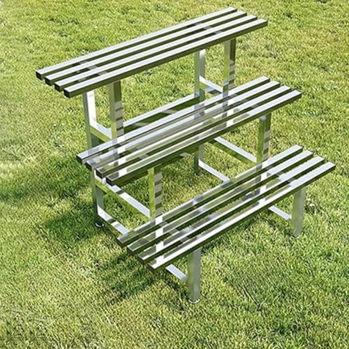 Snaweo Pflanzenständer, 1/2/3/4-stufiger Blumenständer, Pflanzenregal Aus Edelstahl, Blumentopfständer mit Verstellbaren Fußpolstern, Plant Stand for Mehrere Pflanzen(3Tier,31.5/80cm)