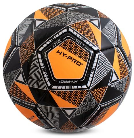 Hy-Pro Aztec Football - Size 5 with PVC for Enhanced Grip - Ideal for Training & Matches in All Weather Conditions, Orange