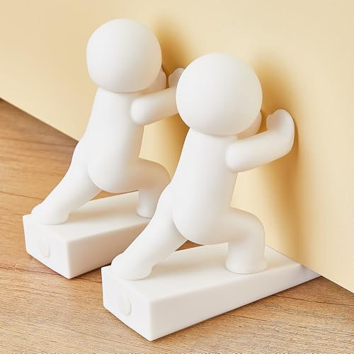 Tope de puerta bonito, tope de puerta decorativo, protege el suelo, paquete de 2 blancos (patentado)