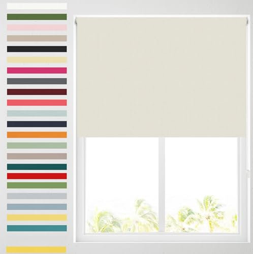 Barnes Blinds - Blackout Roller Blinds for Windows, Custom Cut to Size - Black Out Thermal Fabric Durable Fittings Easy Fit - Roller Blind (Ivory 183cm)