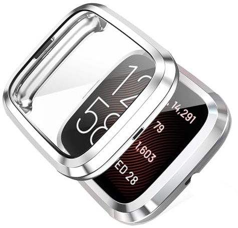 Hülle für Fitbit Versa 2 Schutzfolie Schutzhülle, Silicone TPU Displayschutz Case Cover, Anti-Kratz Anti-Staub Schutz Gehäuse für Fitbit Versa 2 (Silver)