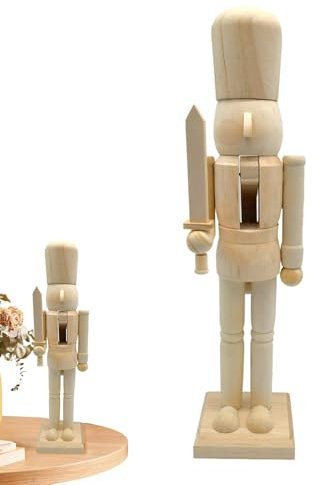 Generisch Casse-Noisette inachevé en Bois inachevé - Casse-Noisette en Bois à Peindre - Figurine de Table de 38 cm - Décoration créative pour et Filles
