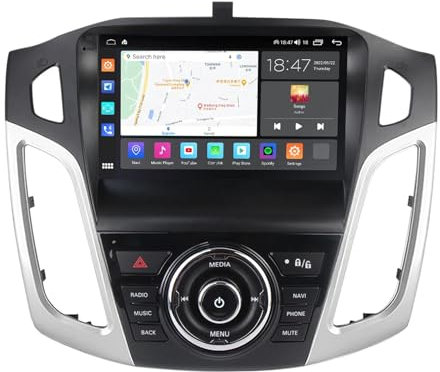 Radio estéreo para automóvil ZCRKEJI de 9 pulgadas y 2 Din con pantalla táctil Android 13 para For-d Focus 2011-2015 con Bluetooth Carplay AHD Cámara de respaldo Navegación GPS Controles en el volant