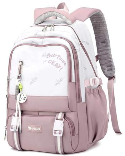 Amythe Rucksack Teenager, 36L Schulrucksack für Mädchen 3. - 9. klasse, Großer Stilvolle Tagesrucksack passt 16-Zoll-Laptop für Mädchen Damen, Lässig Schulranzen, Geeignet für Trolley, Lila